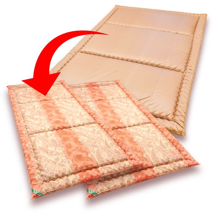 敷布団の腰の部分は、布団職人の手作りでしか出来ない中高方式で綿を多く入れることで寝姿勢をよくします。敷布団のサイズ変更の時に中高方式に仕立て直しするのもいいですね。