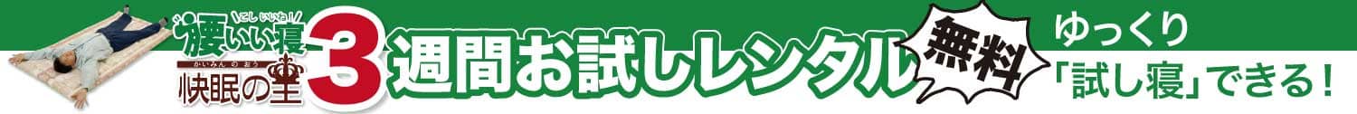 腰いい寝・快眠の王３週間無料レンタル