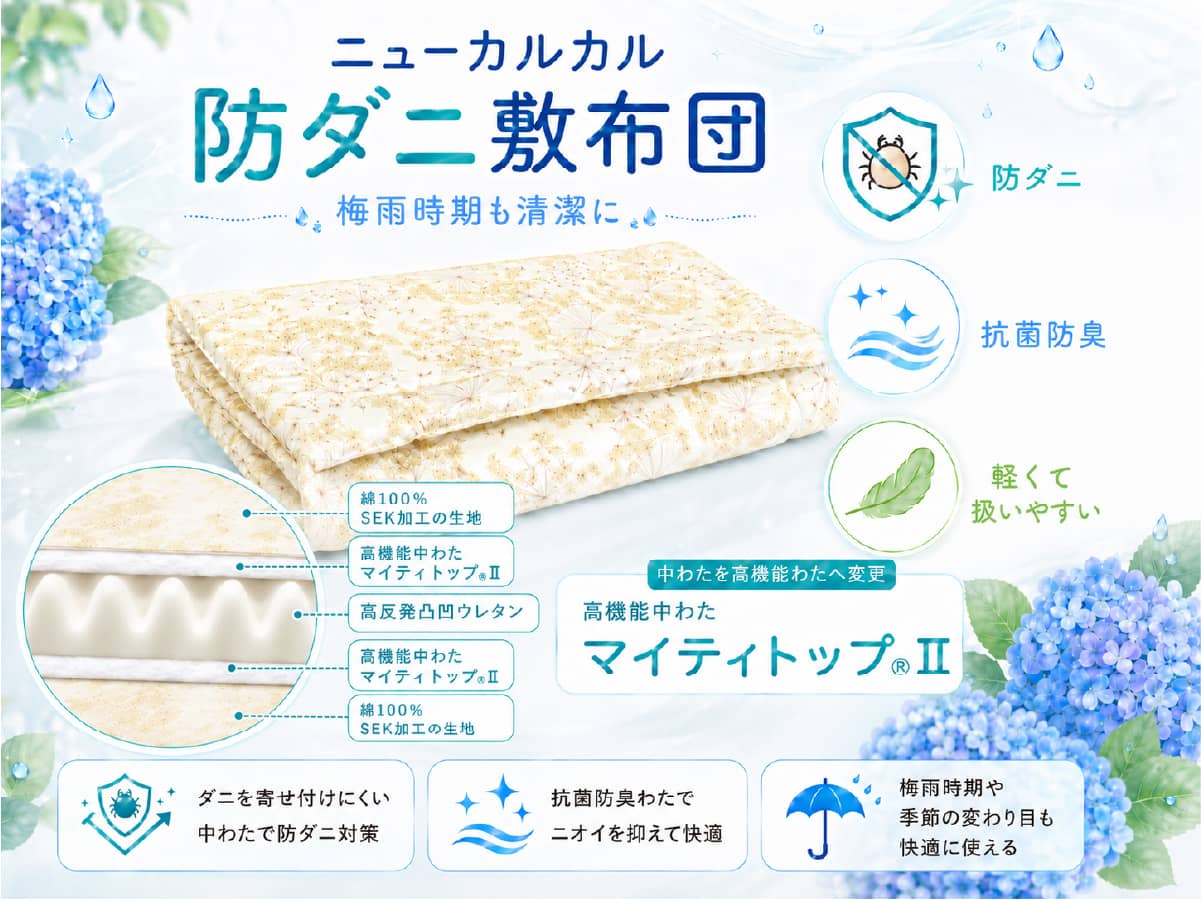 お布団の素材「防ダニわた」
