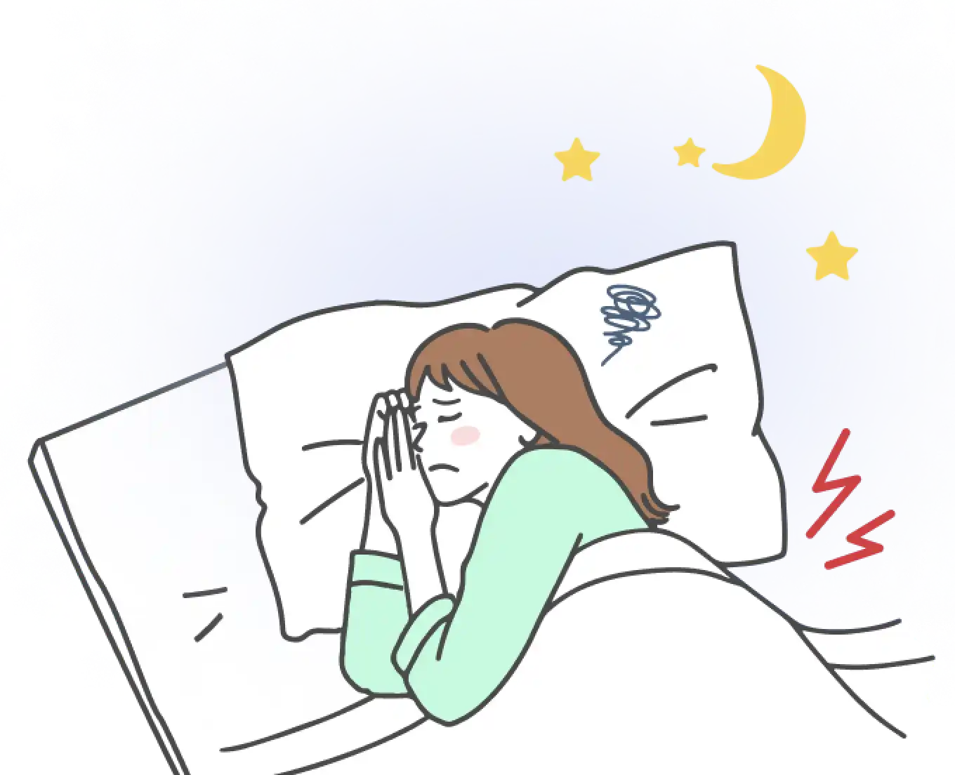 夜、なかなか眠れない女性