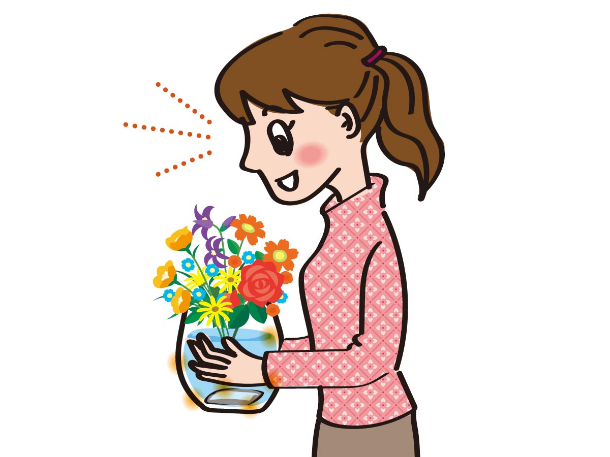 トルマリン入りの【特許】温泉綿をお花と一緒に花瓶に入れる