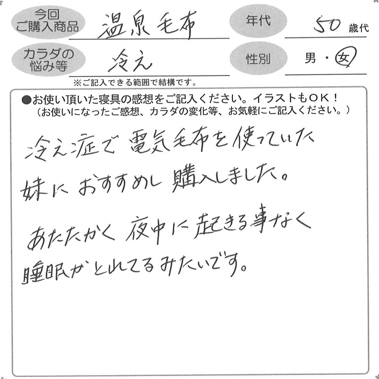 お客様の声ハガキ