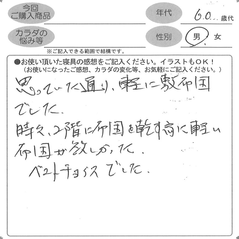 お客様の声ハガキ