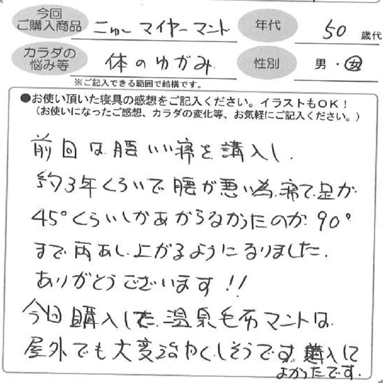 お客様の声ハガキ
